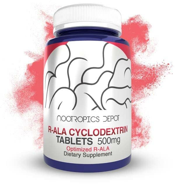 Nootropics Depot R-ALA-cyklodextrinkomplekse tabletter | 500 mg | Optimisert R-Alfa Lipoic Acid | 30 greve