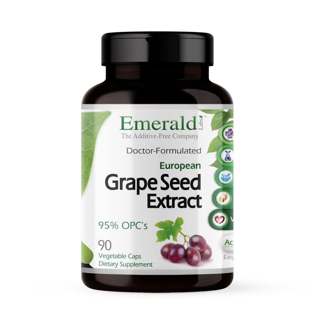 EMERALD LABS Europeisk Grape Seed Extract - Antioksidant og immunstøtte Supplement - støtter sunn blodstrøm - 90 Grønnsaker Kapsler (90-dagers forsyning)