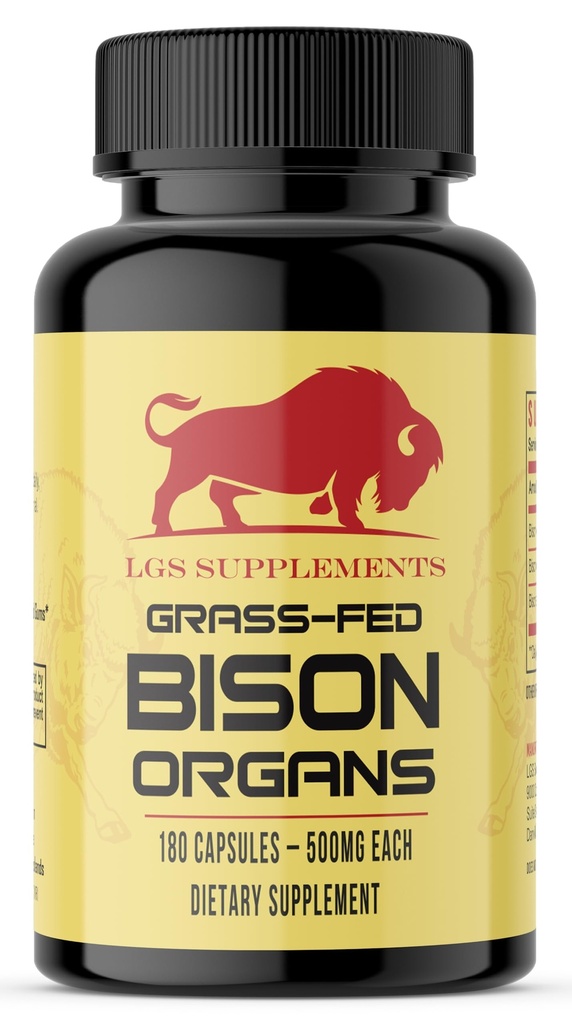 Grass Fed Bison Organ Supplement, støtter hele kroppens velvære med proprietær blanding av lever, hjerte, nyre, fryse-Dried Bison, ikke-GMO, 180 kapsler