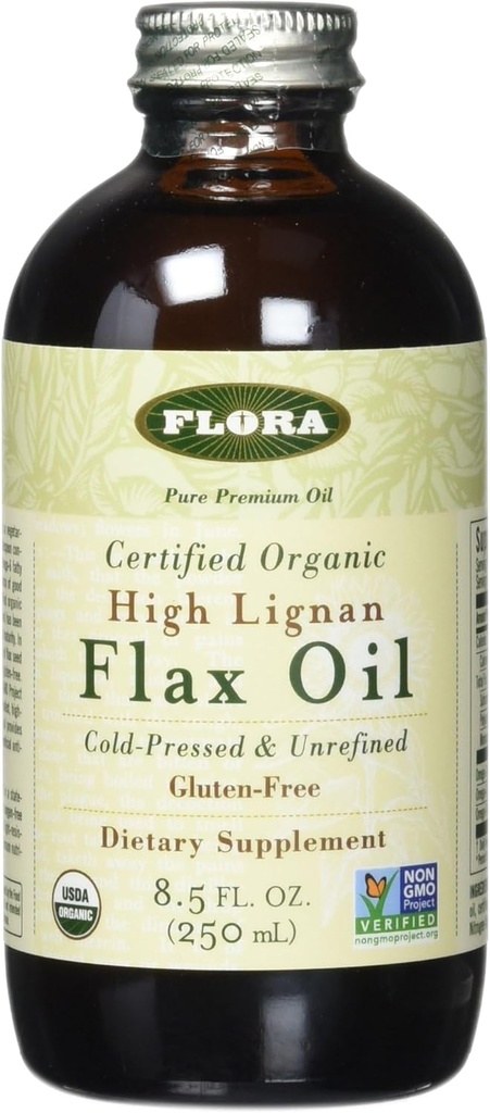 Flora Organic Flax høy lignan olje 17 oz - kaldt presset og uraffinert - ikke GMO & Glutenfri