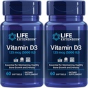 Livsforlengelse Vitamin D3 125 Mcg (5000 Iu) – fremmer beinhelse, hjernehelse og immunfunksjon – ikke-GMO – Glutenfri – To pakker – 2 x 60 Softgels