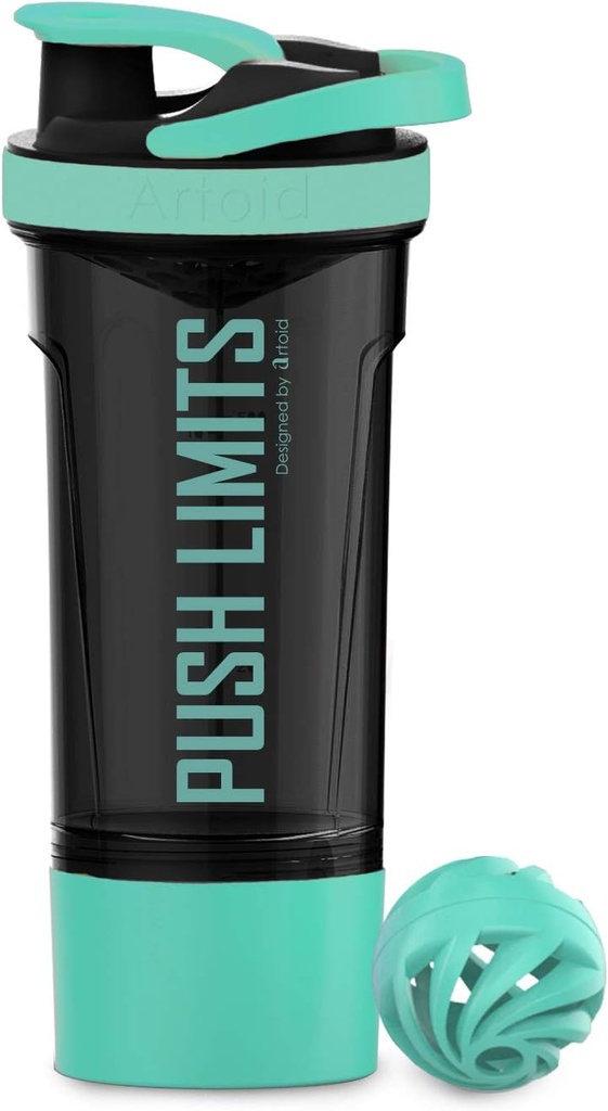 Artoid modus 24-Ounce protein Shaker flaske, dobbel blanding teknologi, BPA gratis, akvarie grønn / svart