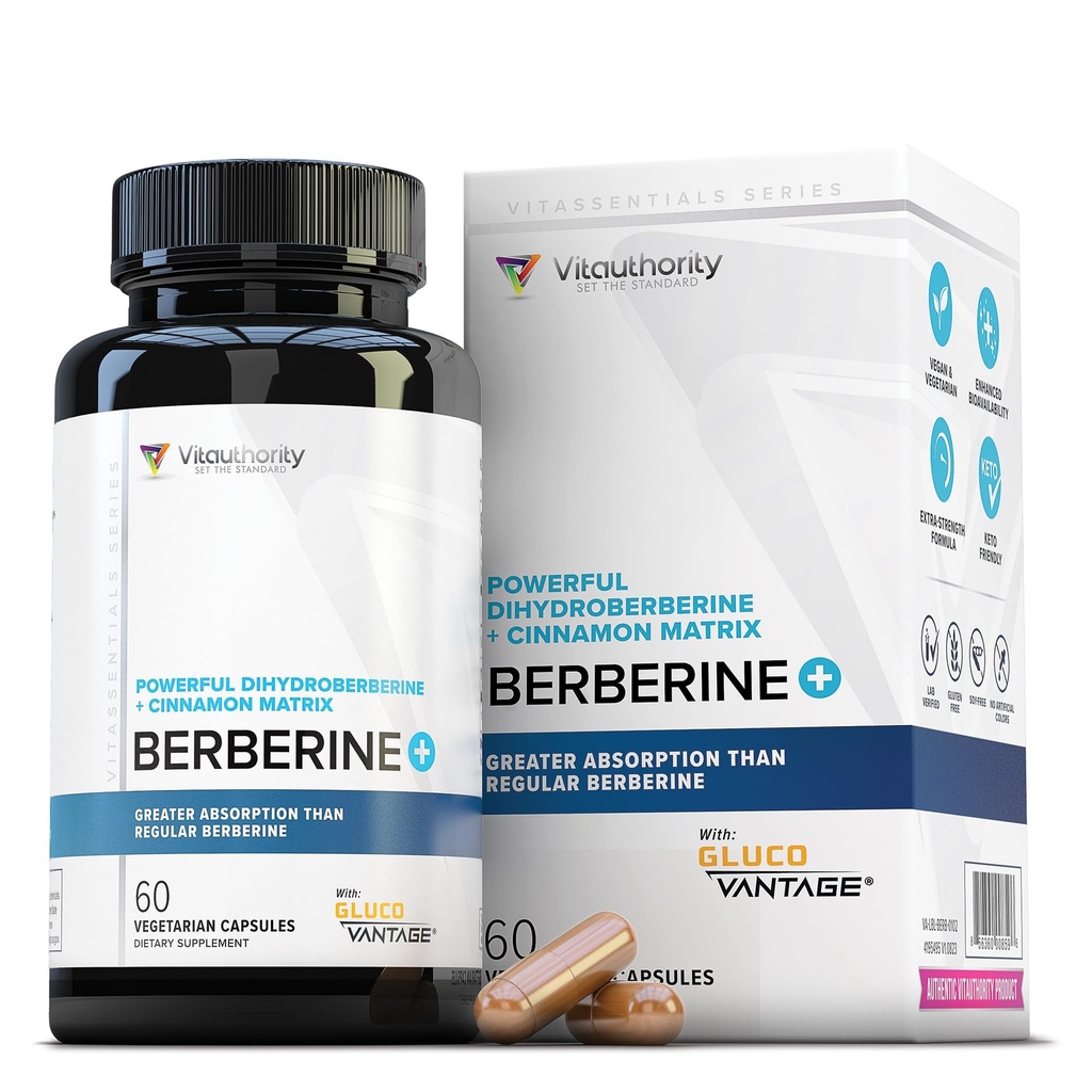 Berberine Supplement Ceylon Cinnamon Supplements Kapsler | Høy absorpsjon Dihydroberberin, kanel for balanse og støtte | Vegan & Gluten Gratis Kraftig AMPk aktivator & Antioksidant | 30 Services