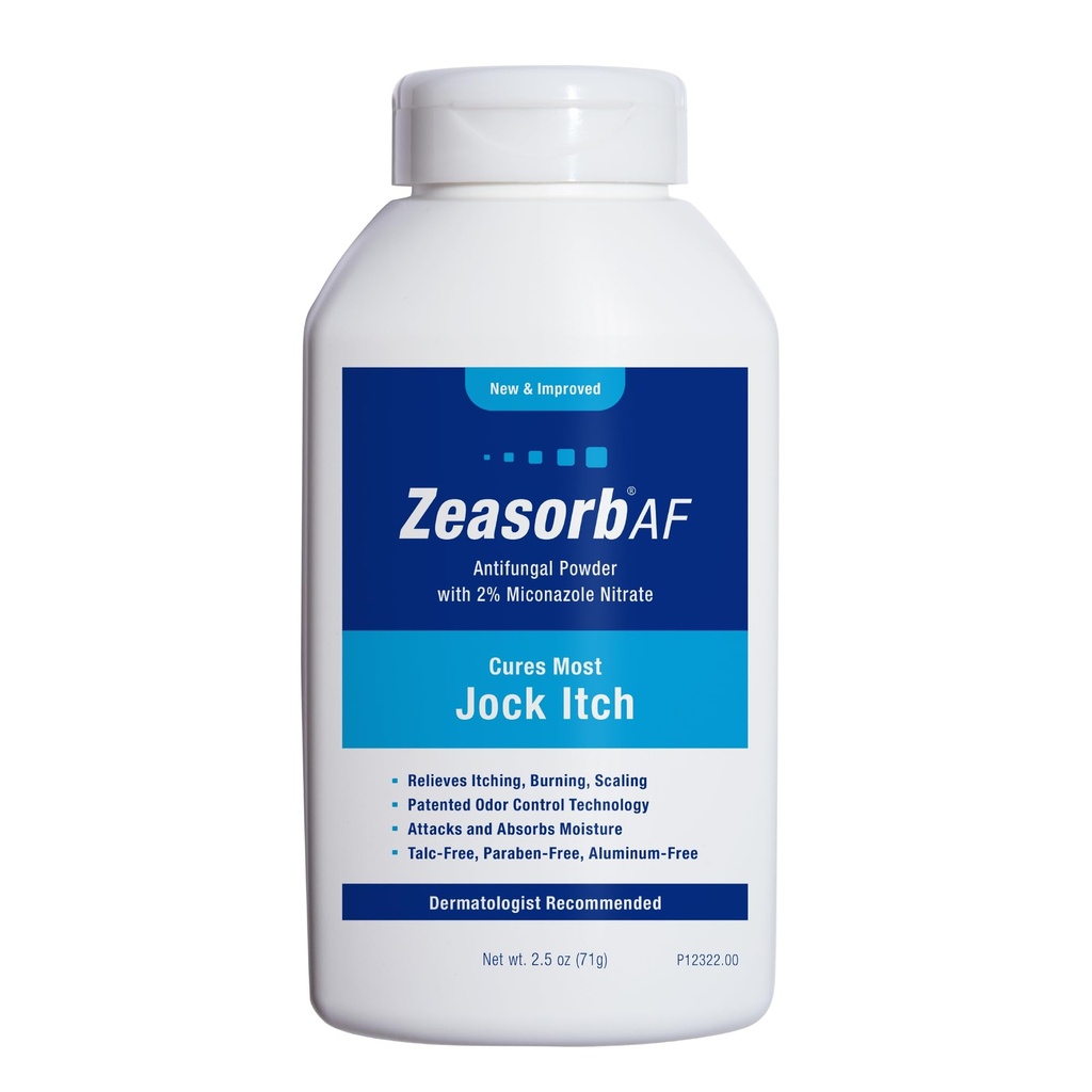Zeasorb AF Jock Itch pulver, super absorbent, skalering, og brennende relief, 2,5 Oz