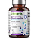 Biophix B-3 Nicotinamid 1000 mg 60 tabletter Extra styrke tidsavsatt frigivelse - Nikotinic amide Niacin Natural Flush-Free Vitamin Formula - støtter huden celle helse