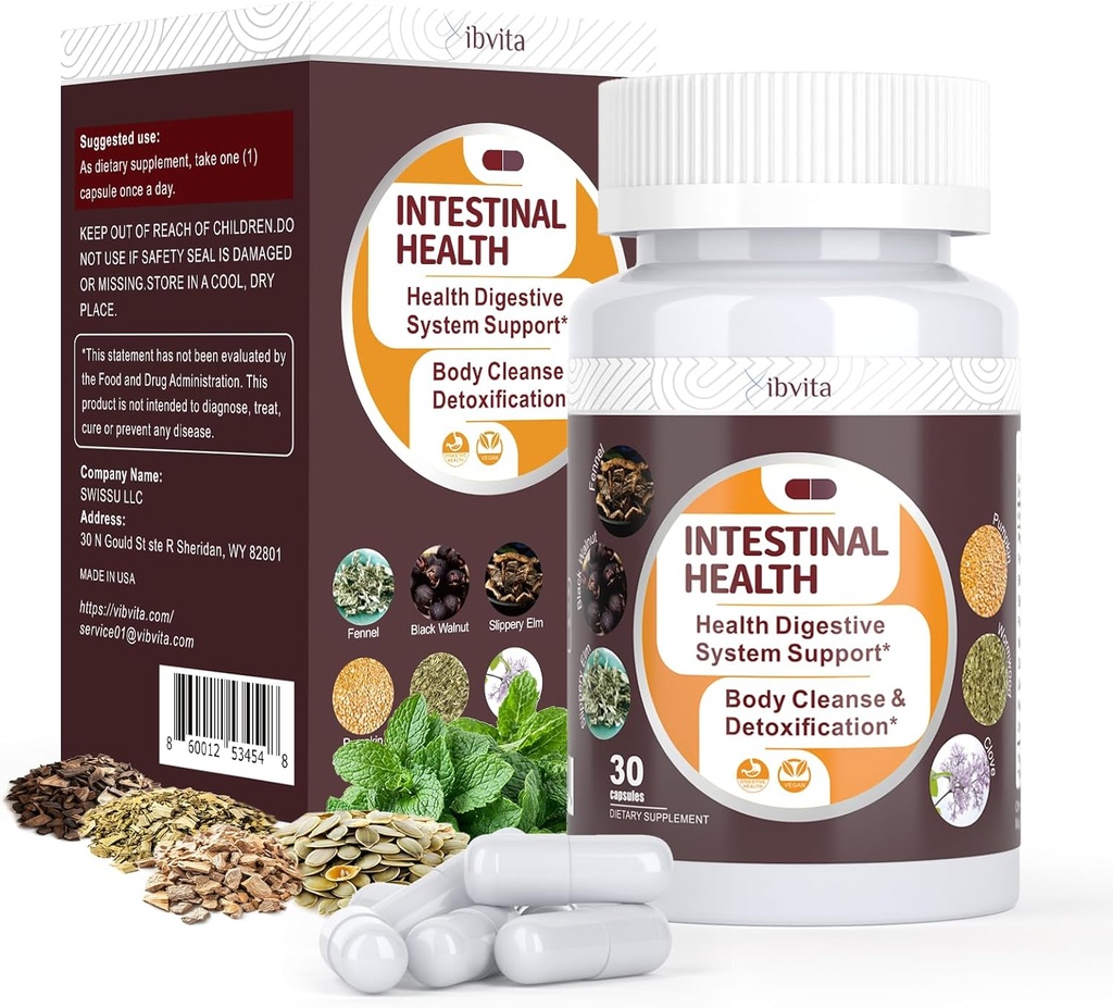 Gut Health Cleanse Detox Capsules - Intestinal Cleaner med Wormwood, Black Walnut, hvitløk bulb, Clove Support Colon Cleanser & Digestion System for kvinner og menn, 30 Caps