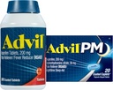 Advil Pain Relief and Fever Reduser, Ibuprofen 200mg for smertelindring - 300mg, Advil PM Pain Relief and Nighttime Sleep Aid, Ibuprofen for smertelindring og difenhydramincitrat - 20 greve
