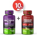 ORZAX Melke Thistle Plus 120 Vegatable kapsler og Premium Ginseng 120 Vegatable kapsler, Bundle