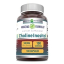 Amazing Formler Choline & Inositol 500 Mg Supplement | Kapsler | Ikke-GMO | Glutenfri | laget i USA (1 pakke | 100 greve)