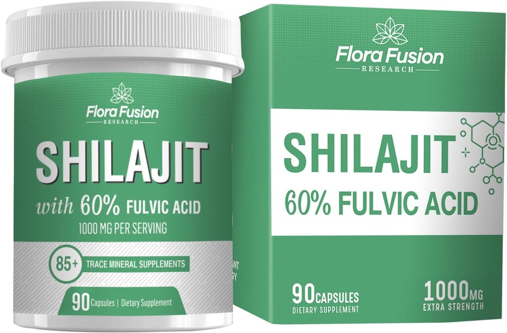 SHILAJIT Capsules 1000mg – Himalayan Shilajit med Fulvic Acid - Shilajit Supplement med urteekstrakter - Shilajit Supplement Capsules- Shilajit for menn og kvinner - 90 Kapsler