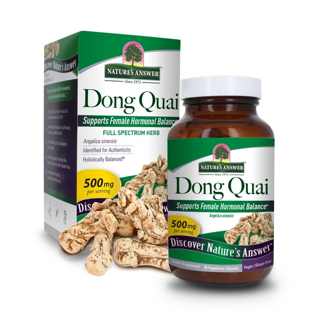 Naturens svar Dong Quai Root 1000mg Diett Supplement | Støtter Kvinnelig Hormone Balance | Ikke-GMO, Vegansk, Kosher Certified & Glutenfri | Vegetariske kapsler 90ct