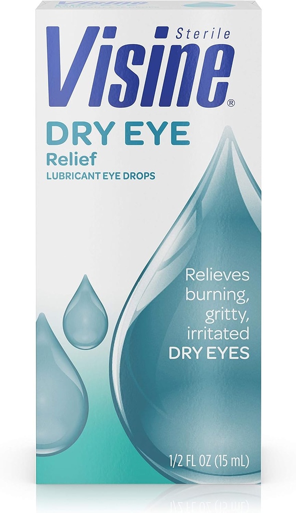 Visine tørr øye lindring lumbricant øyedråper med polyetylenglykol 400 å moisturize og soote irritert, rist og tørre øyne, designet for å fungere som ekte tårer, 0,5 fl oz