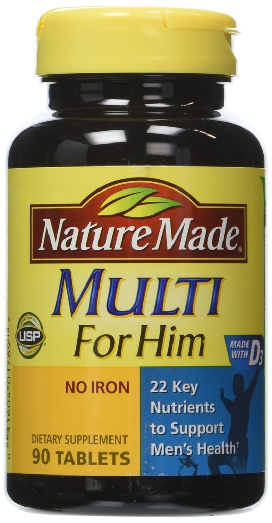 Natur laget multivitamin for ham, menns multivitamin for daglig ernæringsstøtte, 90 tabletter (pakke med 3)