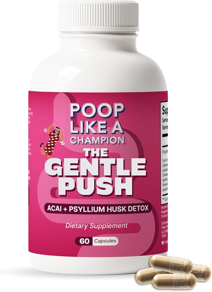 Poop Som en Champion Acai, Psyllium Husk, Ginger Root, Klorella, Prebiotiske blanding, 60 kapsler, støtter Bowell bevegelse, fremmer Gut Helse Supplement