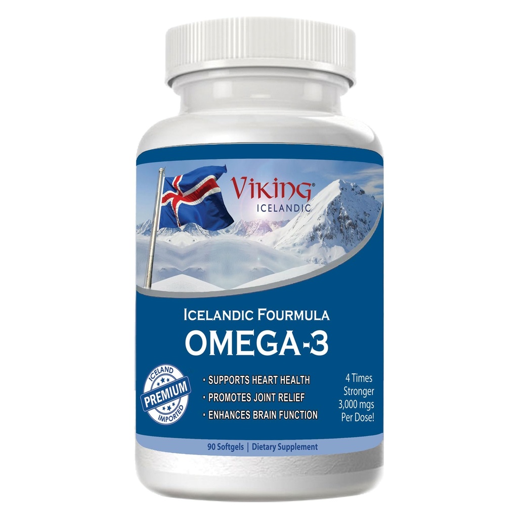 Islandsk Fourmula Quadruple Styrke Omega-3 Fish Oil 3000mg høy DHA & EPA 90 Softgels