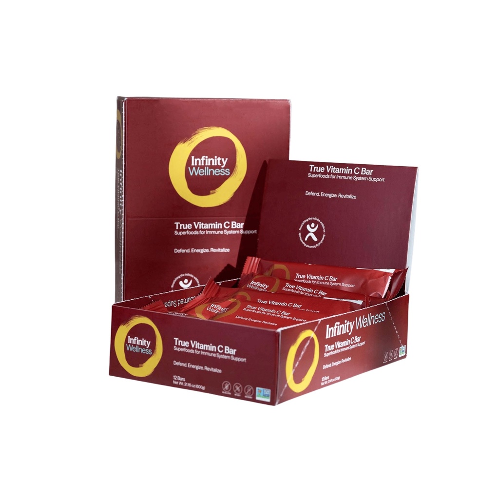 Infinity C Superfood Bars, Sunn energi Bars med 1125 mg hele maten C, Immun Boosting Plant Basert ingredienser, Camu Camu, Acerola, Amla pulver, & Shilajit, Rå, Glutenfri, Ikke GMO