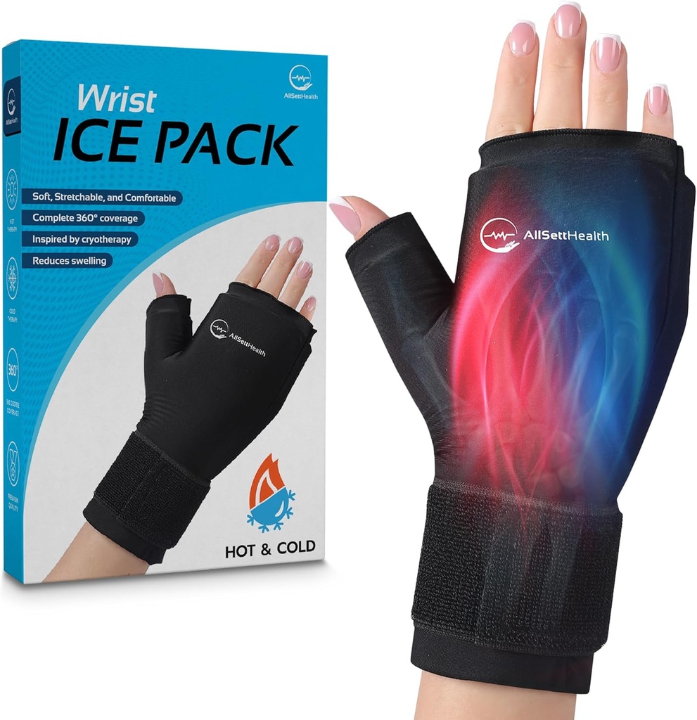 Wrist Ice Pack Wrap - Hot og kald Gel Tommel & hånd ispakke Hansker for ledgikt Relief | Mikrowavable og fryser Trygg, Dual terapi for karpal tunnel, Tendonitt, hevelse, målrettet relief for hånd
