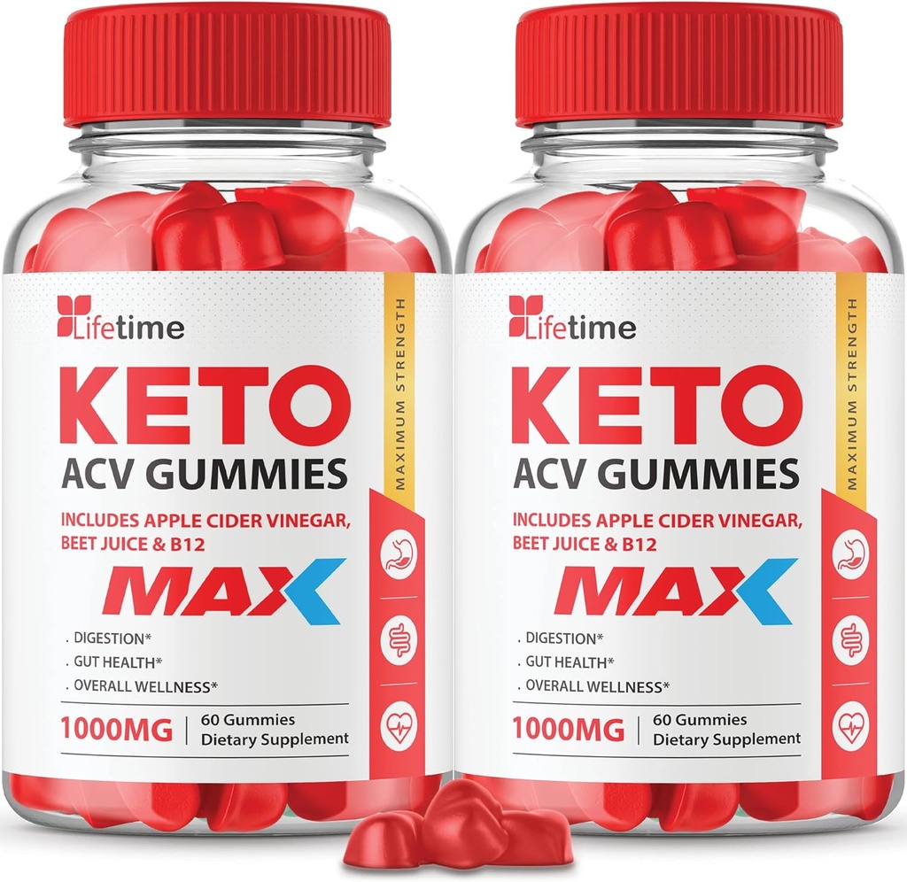 (2 Pakke) Livstid Keto Max Gummies - Offisiell formel, Vegansk, Ikke GMO - Livstid Keto Plus akk Gummies, Livstid Gummies med Livstid Gummies, Vitamin B12, Beet Root, Pomegranate (60 Gummies)