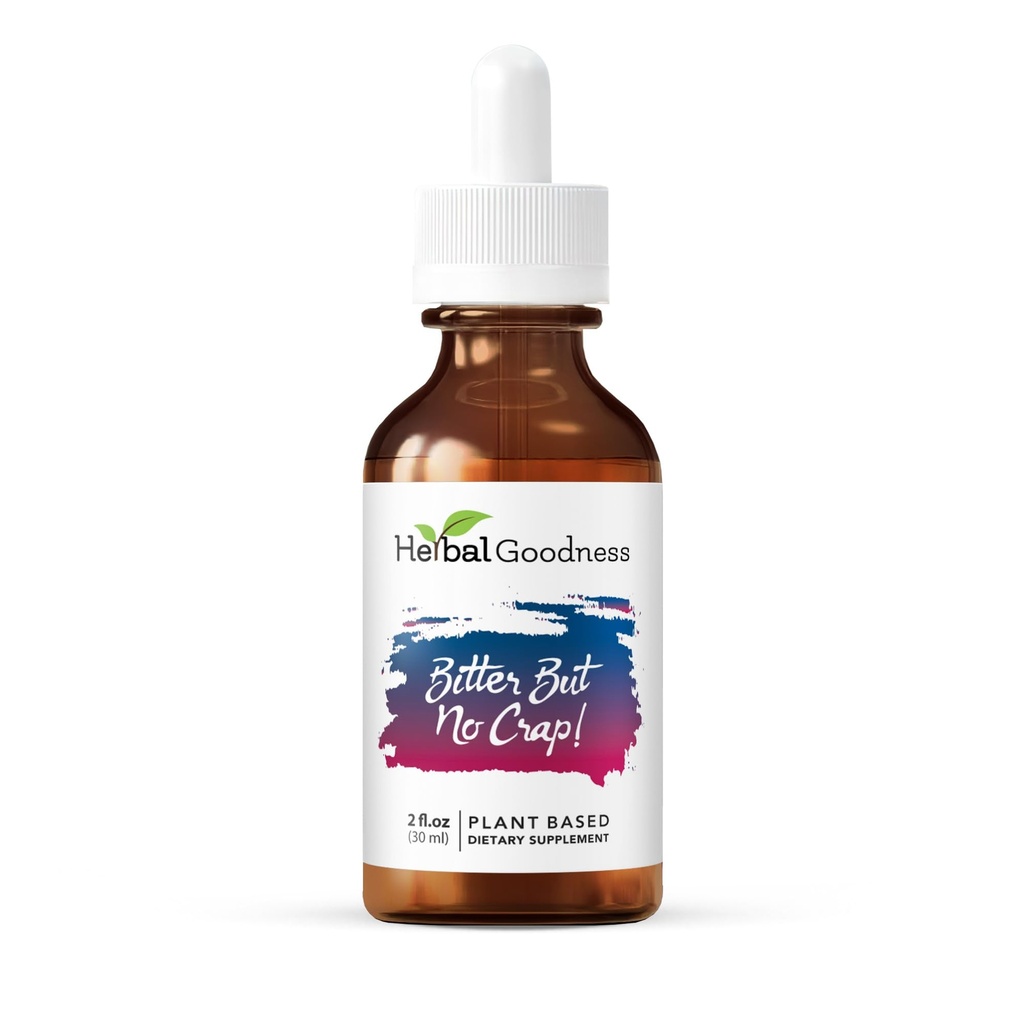 Herbal Goodness Bitter Men Ingen Crap flytende Supplement for kroppsrense, energi støtte og helse Boost | Non-GMO Burdock Root Organic, Bitter Melon, Maca Root, Dandelion Root - 2 fl. per flaske oz
