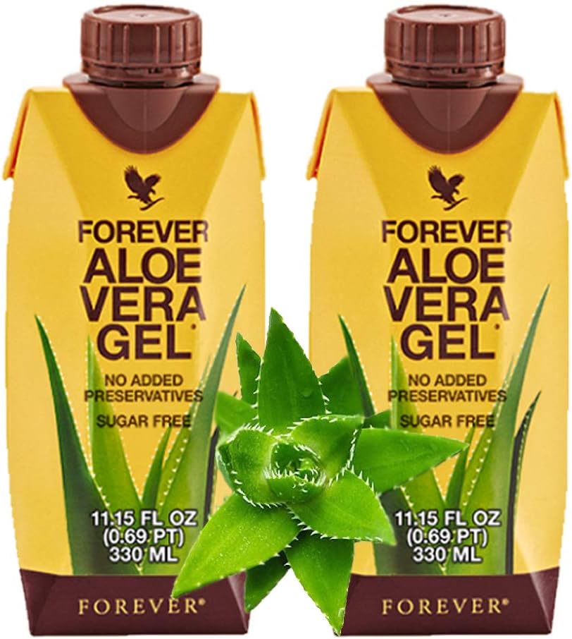 Forever Living Aloe Vera Gel® Minis (330ml/11.15oz Hver) 99,7% ren indre blad Aloe Vera Gel, Ingen tilsatt preservativer. Glutenfri (pakke med 2)