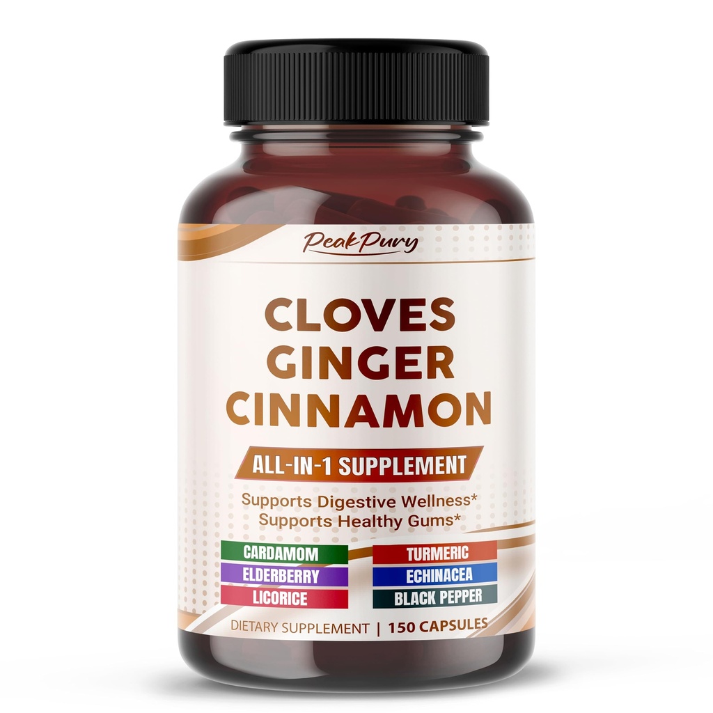 Ultra Cloves med Ginger & kanel - All-in-1 Supplement for digestiv og oral helse støtte - laget i USA - 150 kapsler