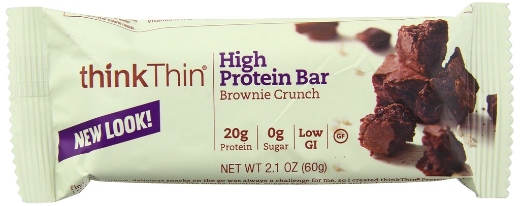 ThinkThin High Protein Bar, Brownie Crunch, 60 g, Barer, 10 greve