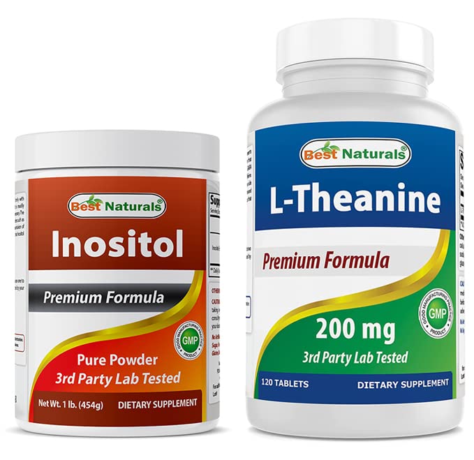 Beste Naturals Inositol pulver 1 Lb & L-Theanine 200mg