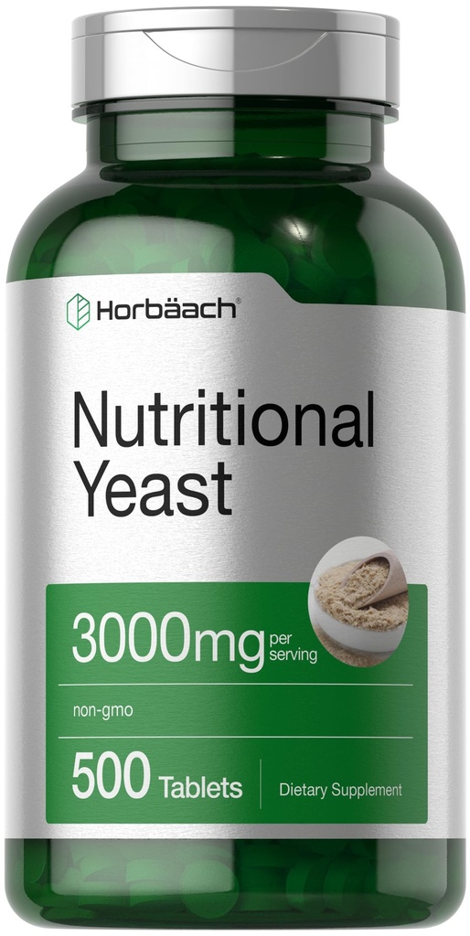 Horbaach Nutritional Yeast Tabletter 3000 mg | 500 greve | med B12, B1, B2 og Niacin | Ikke-GMO & Glutenfri Supplement