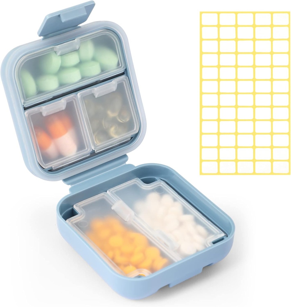 Dynippy Daily Pill Organizer 5 Sammenligninger Bærbar Moisture bevis liten pille tilfelle for Pocket Purse reisepille boks Bærbar medisin Vitamin Fish Oil Holder Container (Blue)