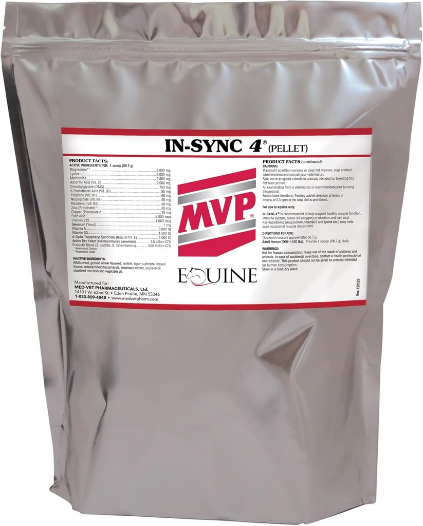 Med-Vet Pharmaceuticals in-Sync (8lb) med naturlig vitamin E for muskel helse/gjenvinning i hester...