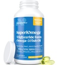 Triglycerid Omega 3 Fiskeolje – høy EPA & DHA for øye, ledd, hjerte og hjerne støtte – Omega-3 fettsyrer - sitronflavor – 180 mykegels – 90 dagers forsyning