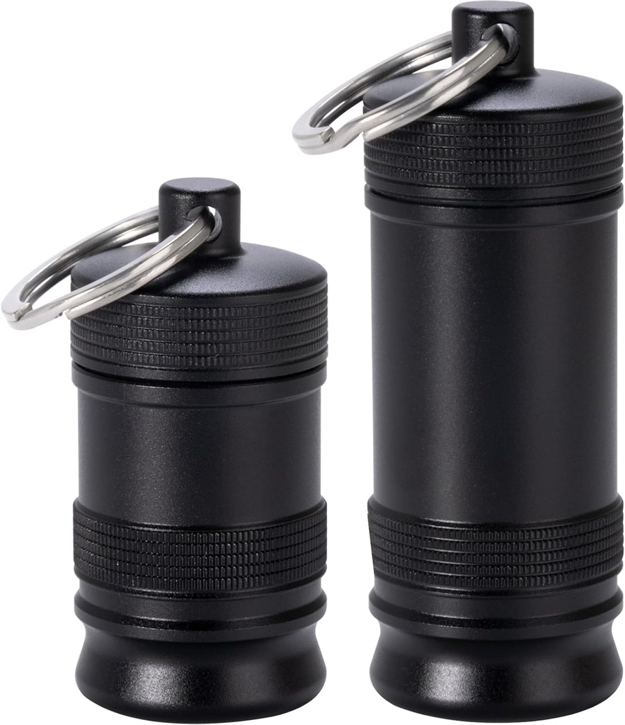 Bærbar Pill Holder Keychain - Vanntett Aluminium legering liten Pill Case, Metal Pill Container for Purse daglig Pill Box Medisin flaskeorganisator for utendørs camping reise