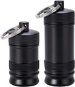 Bærbar Pill Holder Keychain - Vanntett Aluminium legering liten Pill Case, Metal Pill Container for Purse daglig Pill Box Medisin flaskeorganisator for utendørs camping reise