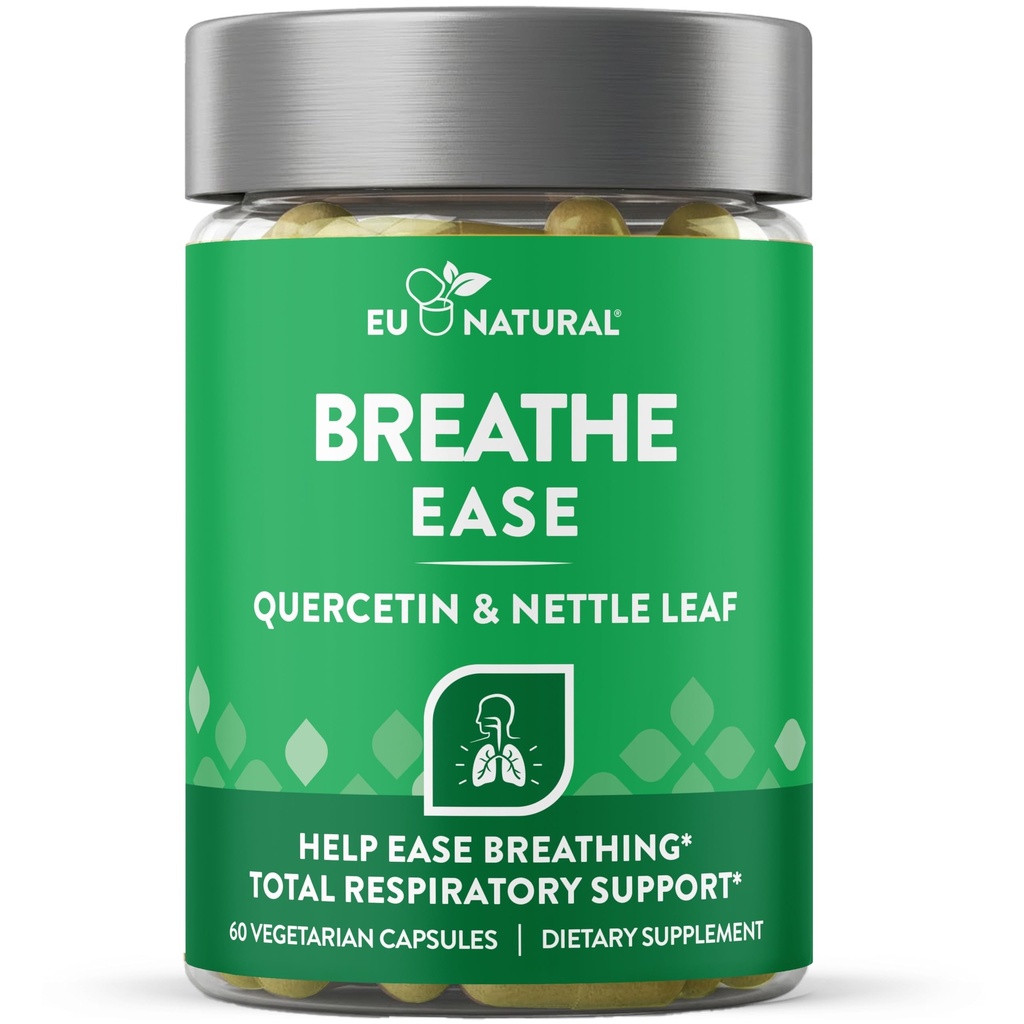 Breath Inhaler Support Supplement – Sinus, Lungs, Open & Clear Airways – Seasonal Nasal Health, Bronchial Wellness, Sunn Chest – Quercetin, vitamin D, Bromelain piller – 60 vegetariske myke kapsler