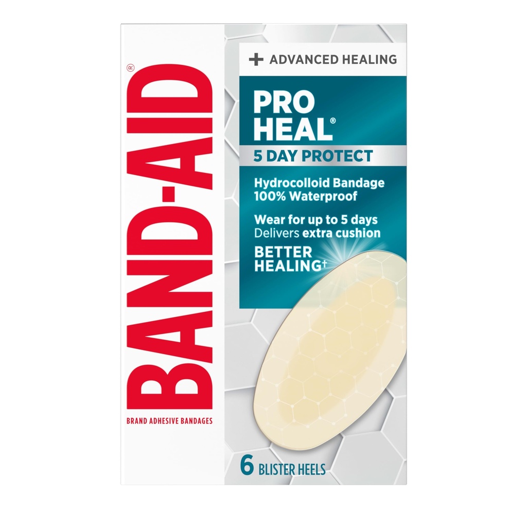 Band-Aid merke Hydro Seal Bandages for hæleblister, vanntett blemster Pad og Hydrokolloid Gel Bandage, Sterile og langsleding, 6 ct