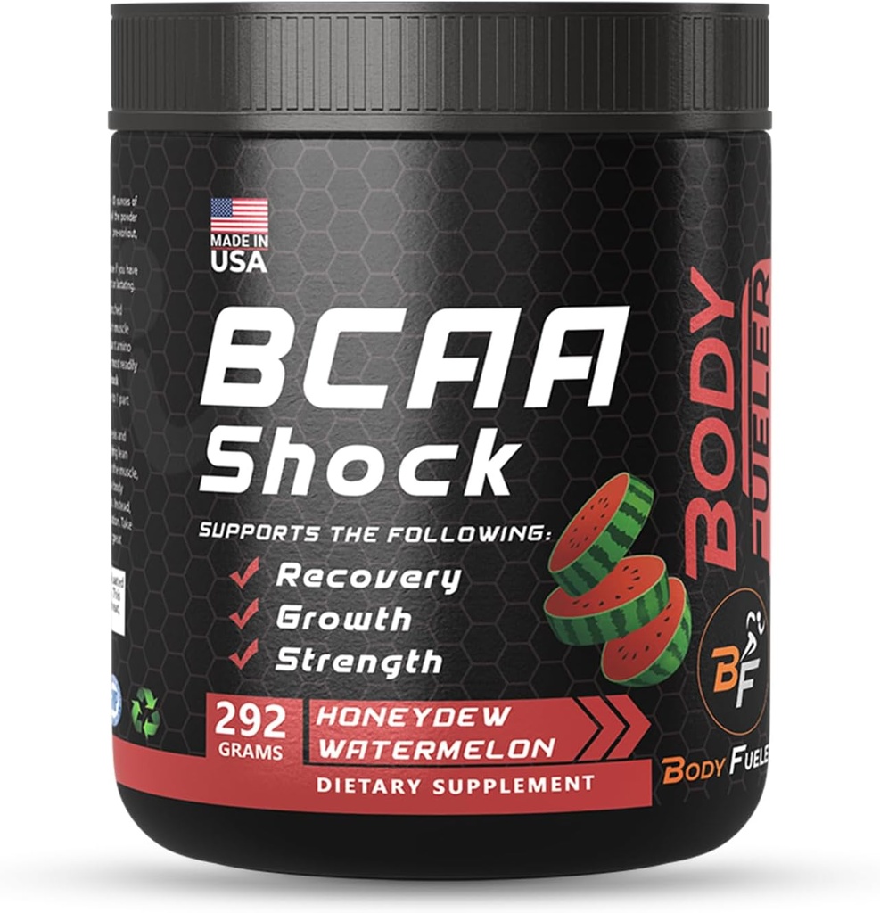 Aminosyre energi pulver med BCAA, beste intra og post trening gjenopprette drikke, muskel gjenoppretting og utholdenhet pulver med BCAA støtter muskelvekst, Honeydew Flavor, 292g - Laget i USA