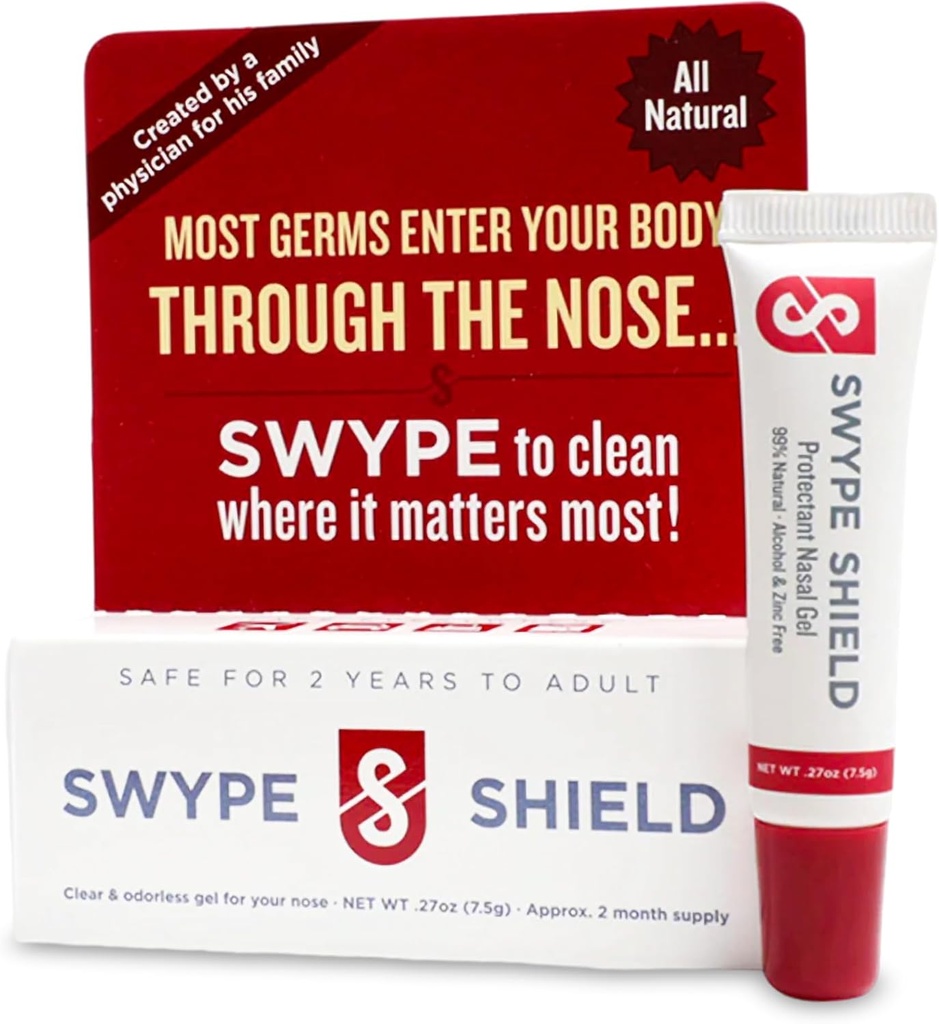 Swype Shield Airborne Partikkel og Allergen Blocker Nasal Gel - Drug-Free, for Pollen Allergy Suffere, for fly reise - (Uscented) Over 180 applikasjoner Per Tube (0,27 oz, 7,5 g pakke av 1)