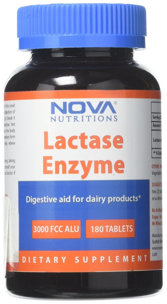 Nova ernæring Lactase Enzyme 3000 FCC ALU 180 tabletter