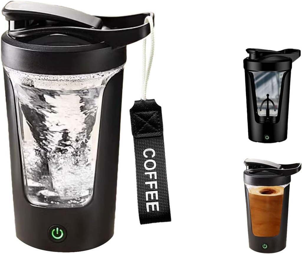 Elektrisk proteinshakerflaske, bærbar blandingskopp, USB C oppladbar, BPA-fri tritan, 450 ml/16oz, 500mAh, for glatte rister