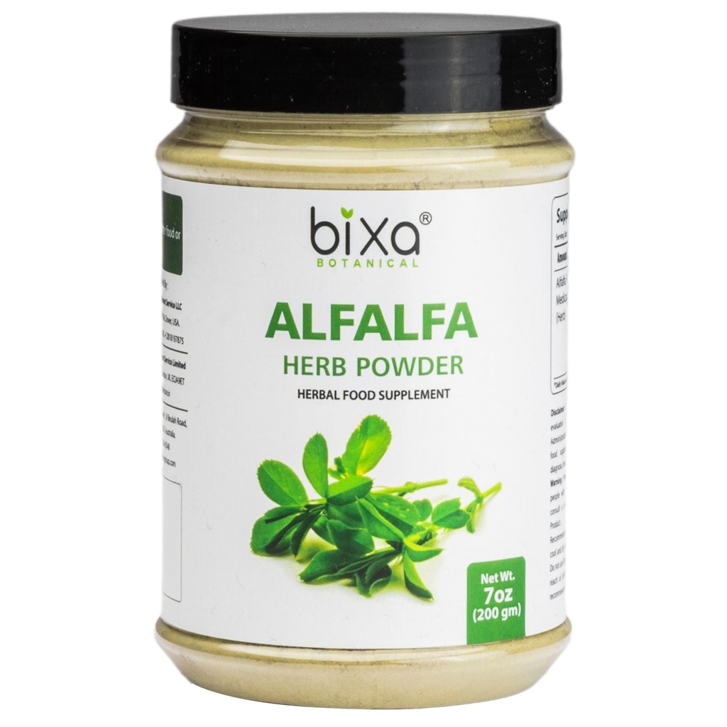 Bixa BOTANICAL Alfafa Powder Pure (Medicago Sativa) Supermat | Ayurvedic Natural Herbal Supplement 7 Oz / 200g