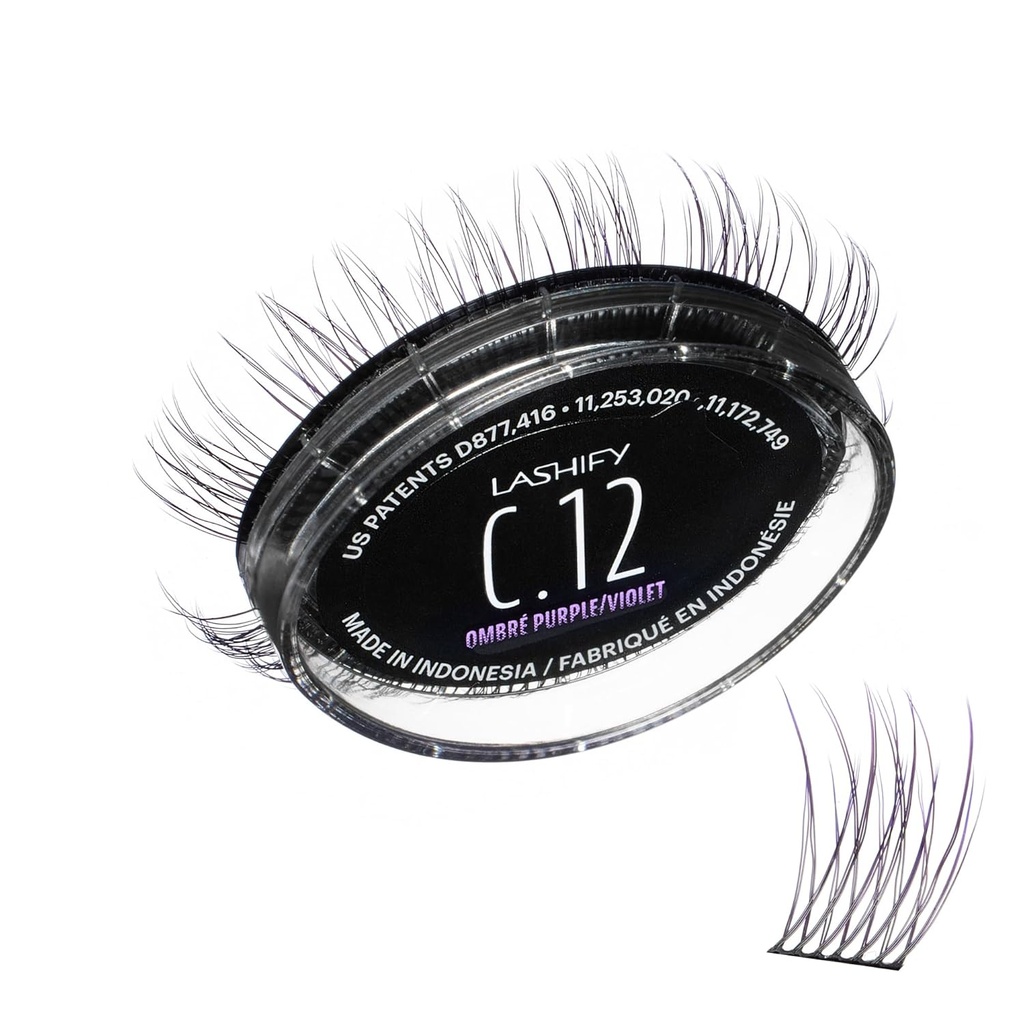 Lashify Curl 12mm Gossamer Eyelash utvidelser Påfyll i Ombre Purple, enkle DIY Falske Lasjer for et naturlig utseende
