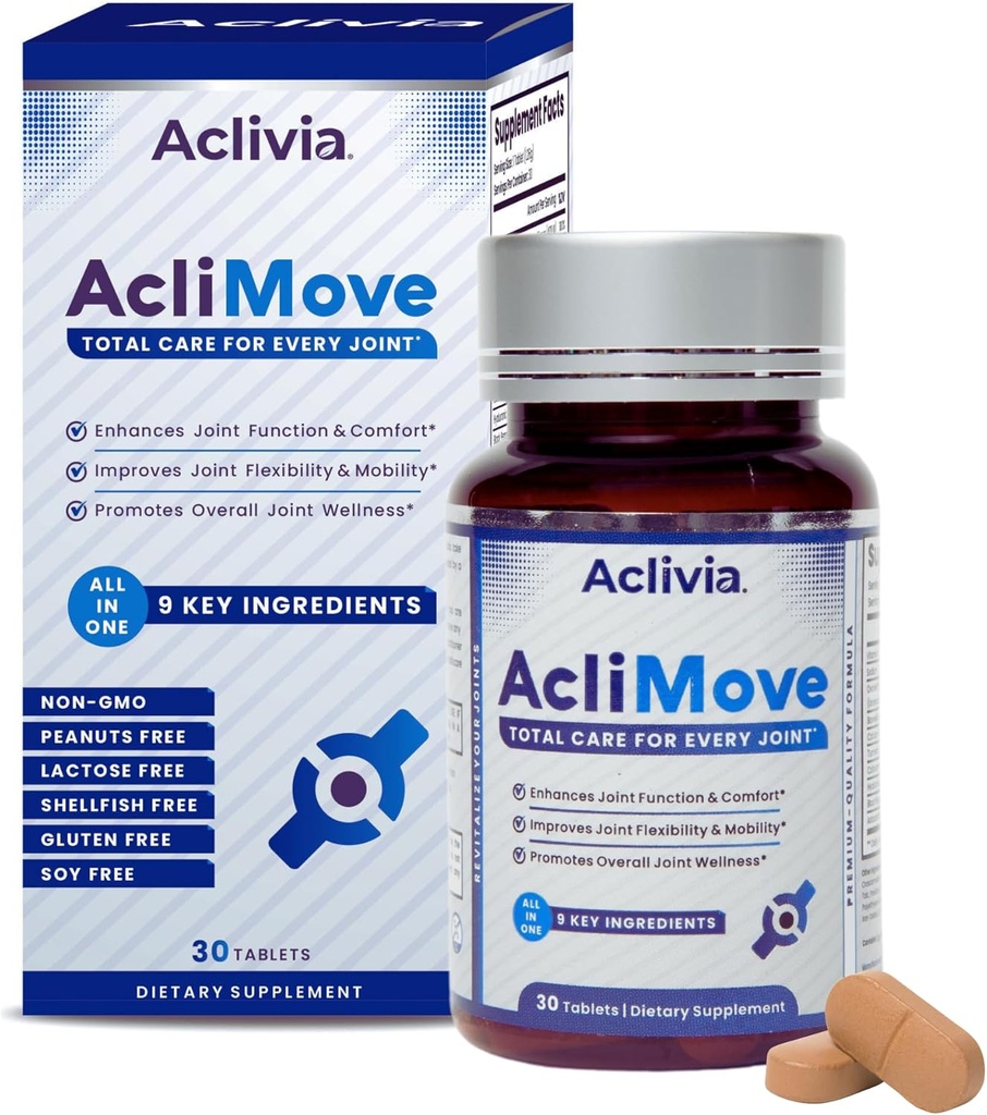 Joint Support Supplement - Mobilitet & Fleksibilitet Formula med Hyaluronsyre, kollagen, Egg Shell Membran, Kalsium & Astaxanthin - Ikke-GMO, Glutenfri (30 tabletter)