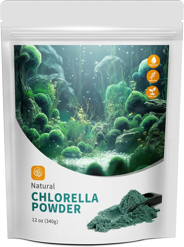 Chlorella pulver naturlig med 12 oz - Klorofyll pulver, støtter immunsystem og leverfunksjon, holde ungdom, vegansk, rik på vegansk protein og vitaminer.