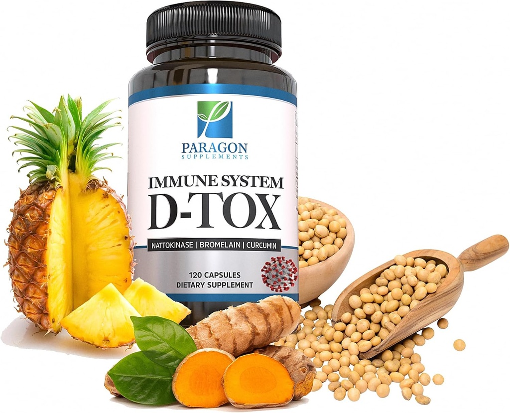 Spike Protein fjerning - Original Spike Detox Formula med Nattokinase, Bromelain & Curcumin - 3-i-1 Immune System Supplement - Ikke-GMO, Vegan, Glutenfri - laget i USA - 120 kapsler (30 dagers forsyning)