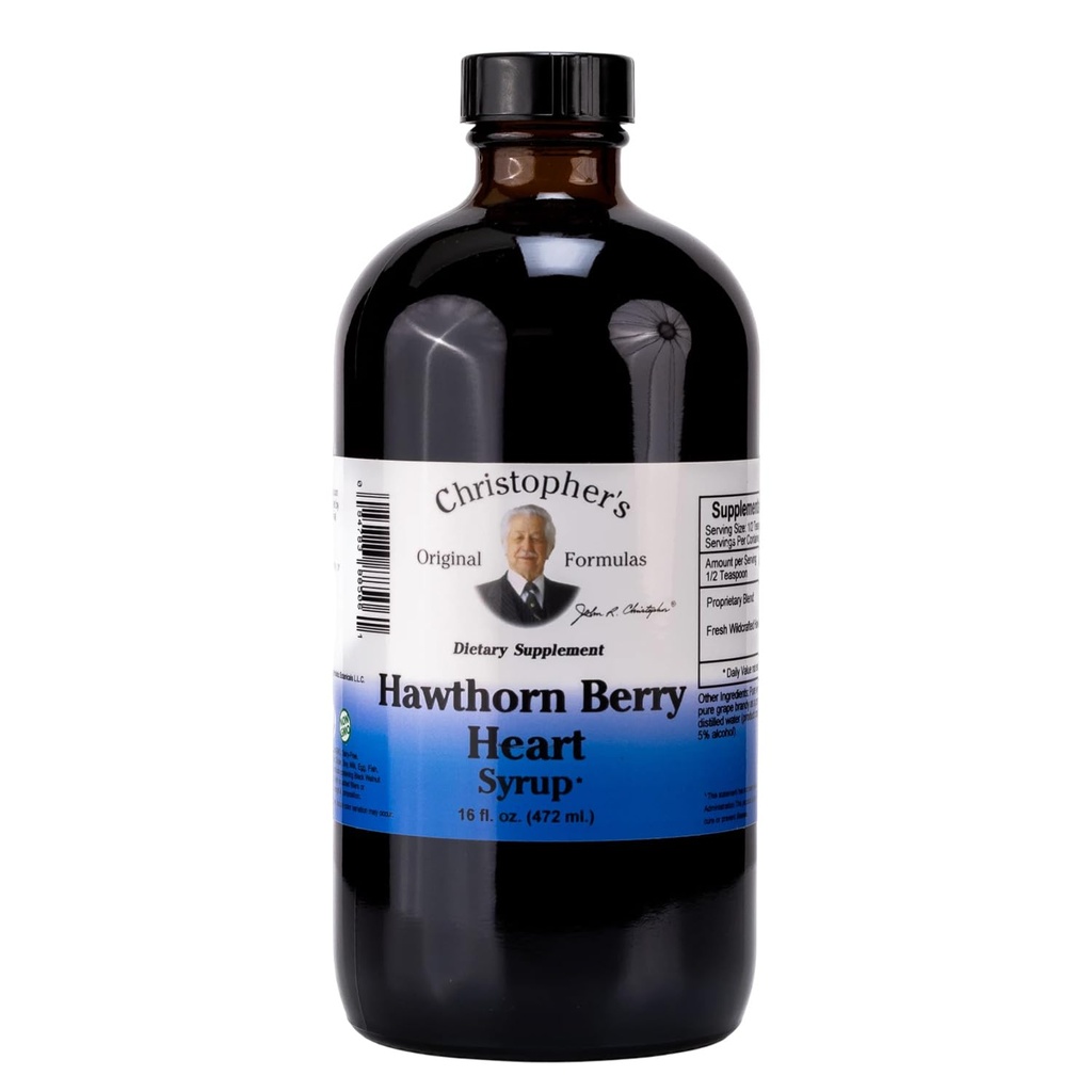 Christophers opprinnelige Formeler Hawthorn Berry hjerte Syrup - 16 fl oz | Naturlig herbal blanding for generelle velvære