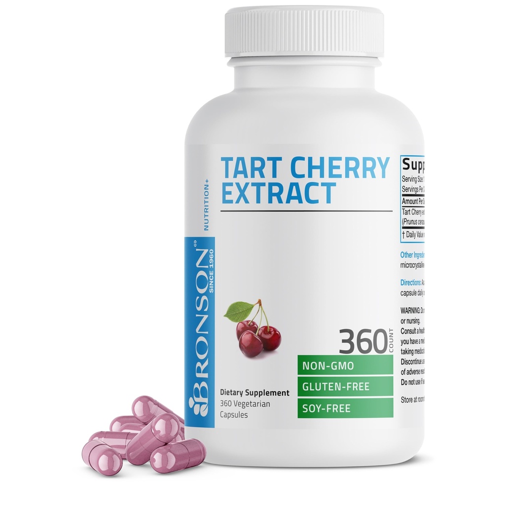 Bronson Tart Cherry Extract 2500 mg vegetariske kapsler med antioksidanter og flavonoider ikke-GMO, 360 telling