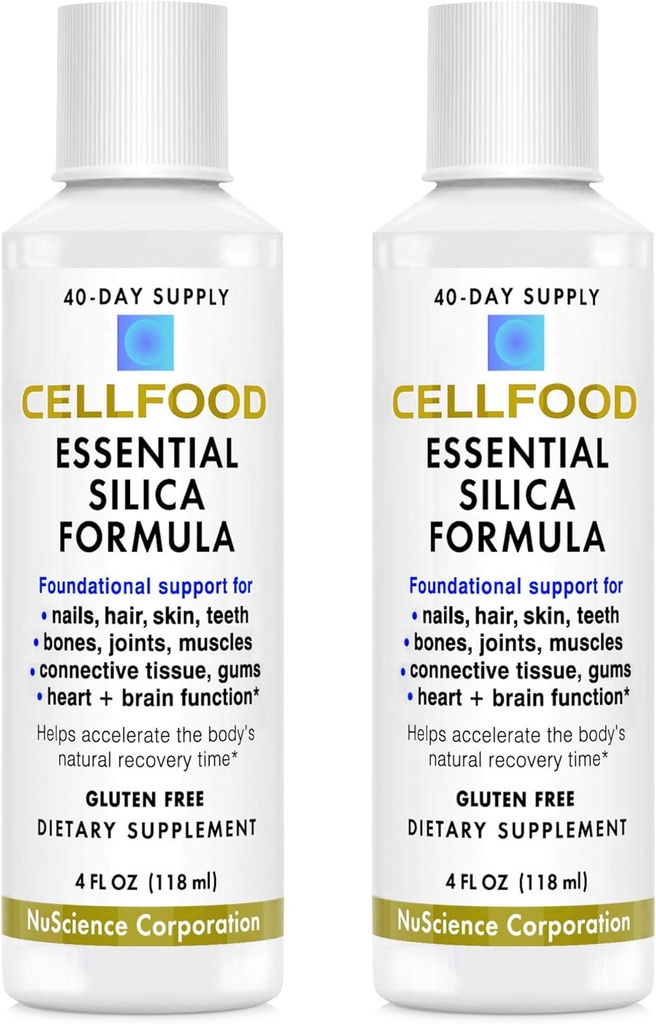 Cellfood Essential Silica Anti-Aging Formula, 4 fl oz, 2 pakke - støtter sunne bein, ledd, hår, hud, negler, tenner og gum - lett å absorbere - Glutenfri, Thiaminase gratis, ikke-GMO - 80-dagers forsyning