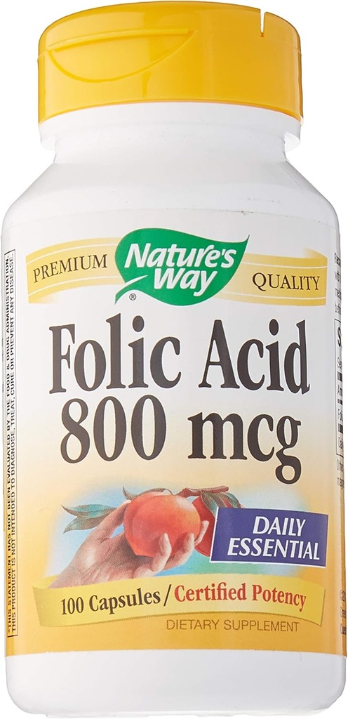 Naturens måte folsyre - 800 mcg - 100 kapsler, 100 telling