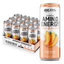 Optimering Amino Energi Sparkling Hydration Drink, Elektrolytter, Koffein, Aminosyrer, BCAA, Sukkerfri, Peach Bellini, 12 Fl Oz, 12 Pack (Packing May Vary)