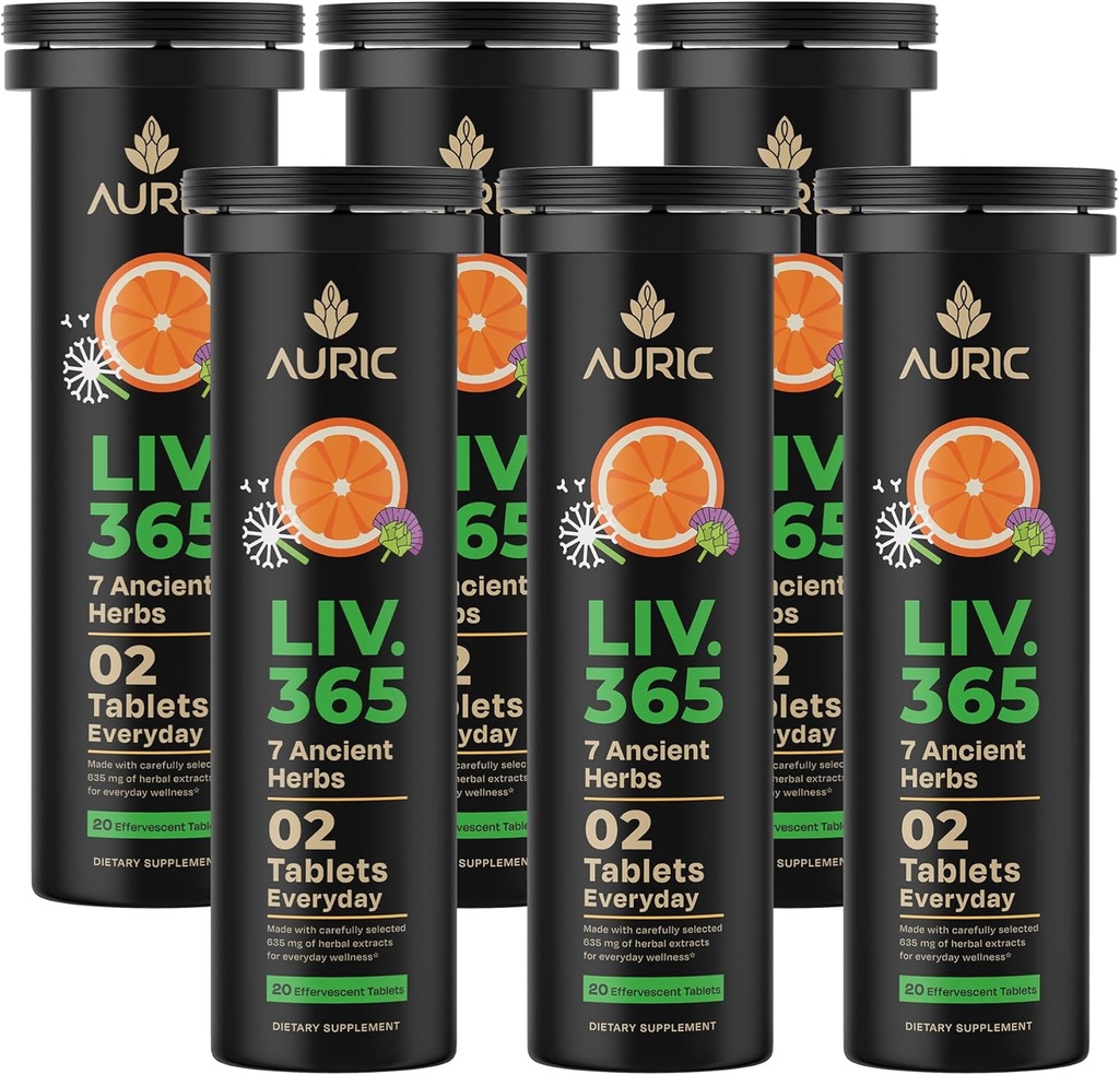 Auric Herbal Liver Support Supplement | Melk Thistle (Silymarin), gurkemeie, hvitløk, Ginger for Liver Helse Avansert Detox & Cleansing Formula for aktiv lever | 120 tabletter | Plantebasert Glutenfri